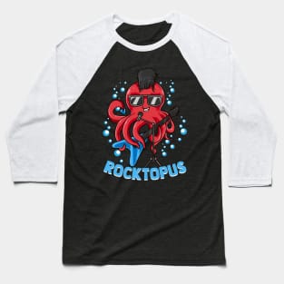 Rocktopus Octopus Guitar Player Guitarist Music Band Baseball T-Shirt